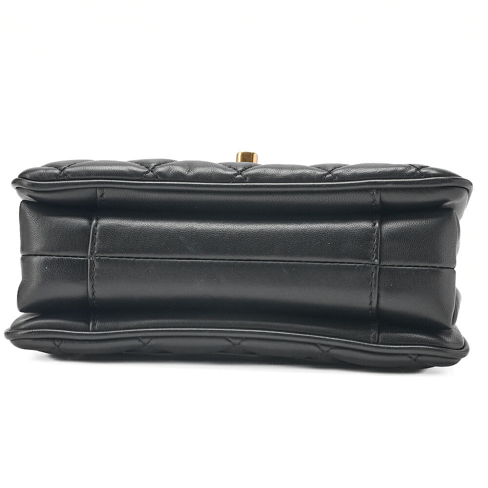 CHANEL Lambskin Mini  Matelasse Design Flap Chain Shoulder Black Gold-Tone Hardware, Pre-Owned