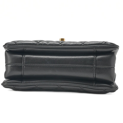 CHANEL Lambskin Mini  Matelasse Design Flap Chain Shoulder Black Gold-Tone Hardware, Pre-Owned