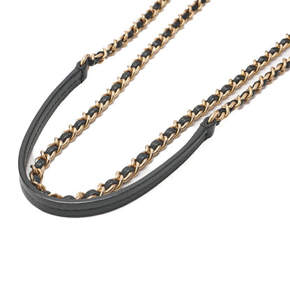 CHANEL Lambskin Mini  Matelasse Design Flap Chain Shoulder Black Gold-Tone Hardware, Pre-Owned