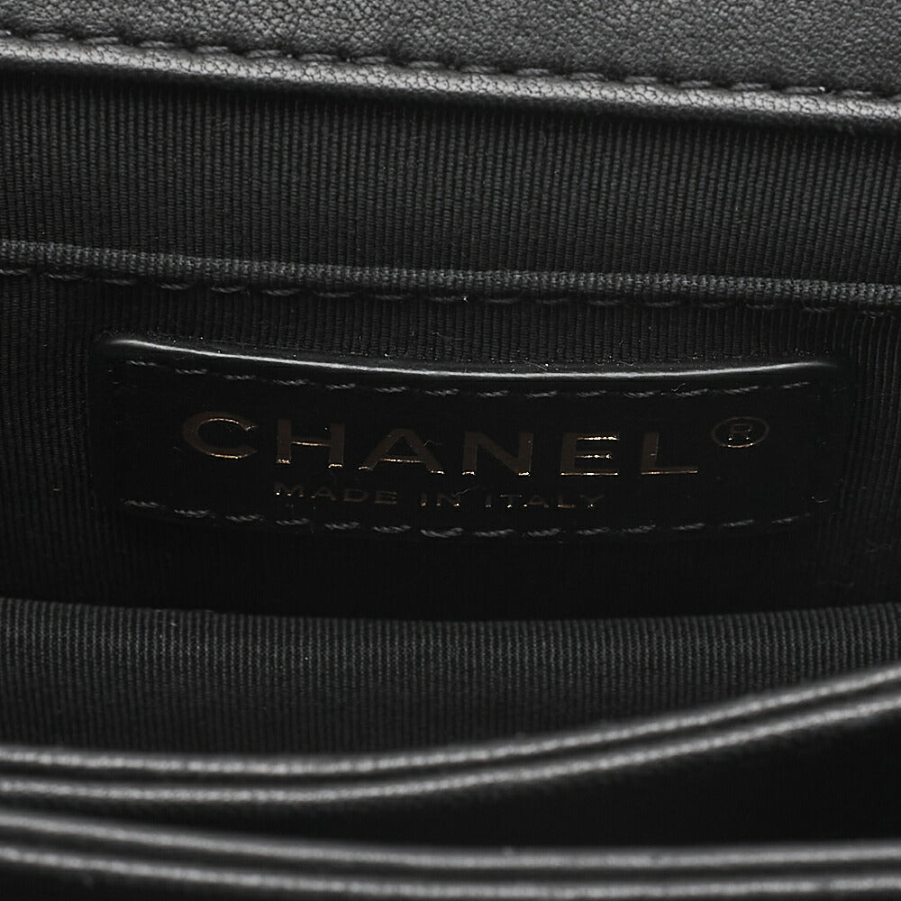 CHANEL Lambskin Mini  Matelasse Design Flap Chain Shoulder Black Gold-Tone Hardware, Pre-Owned