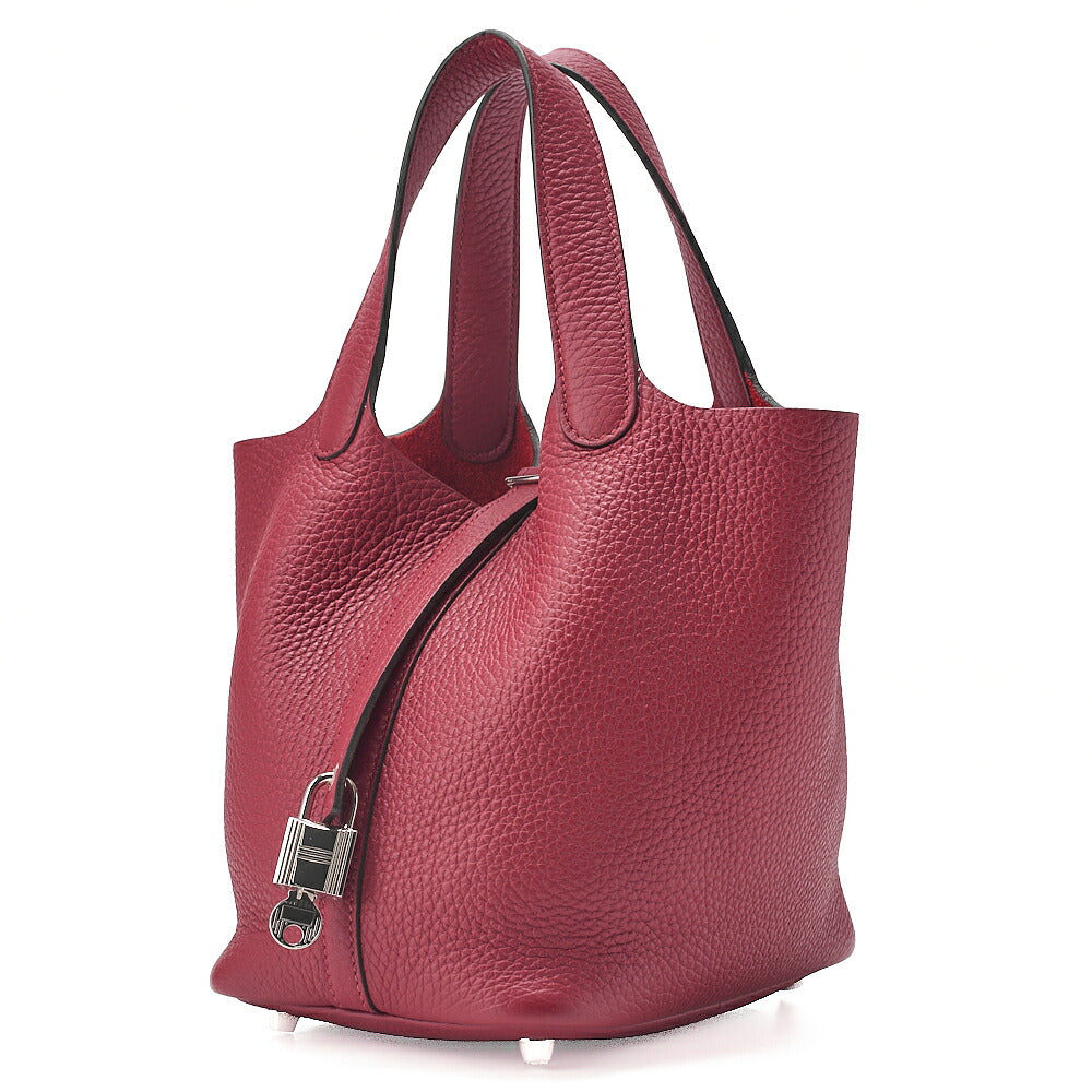 Hermes Hermes Picotin Lock PM Taurillon Clemence Handbag Rouge Cassek Silver-Tone Hardware, Pre-Owned
