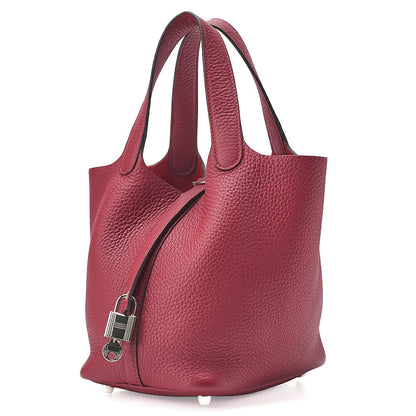 Hermes Hermes Picotin Lock PM Taurillon Clemence Handbag Rouge Cassek Silver-Tone Hardware, Pre-Owned
