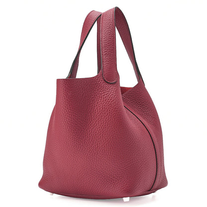 Hermes Hermes Picotin Lock PM Taurillon Clemence Handbag Rouge Cassek Silver-Tone Hardware, Pre-Owned