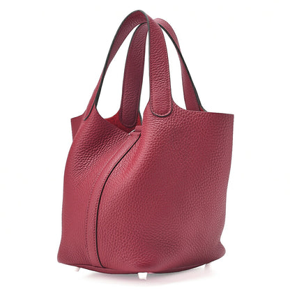 Hermes Hermes Picotin Lock PM Taurillon Clemence Handbag Rouge Cassek Silver-Tone Hardware, Pre-Owned