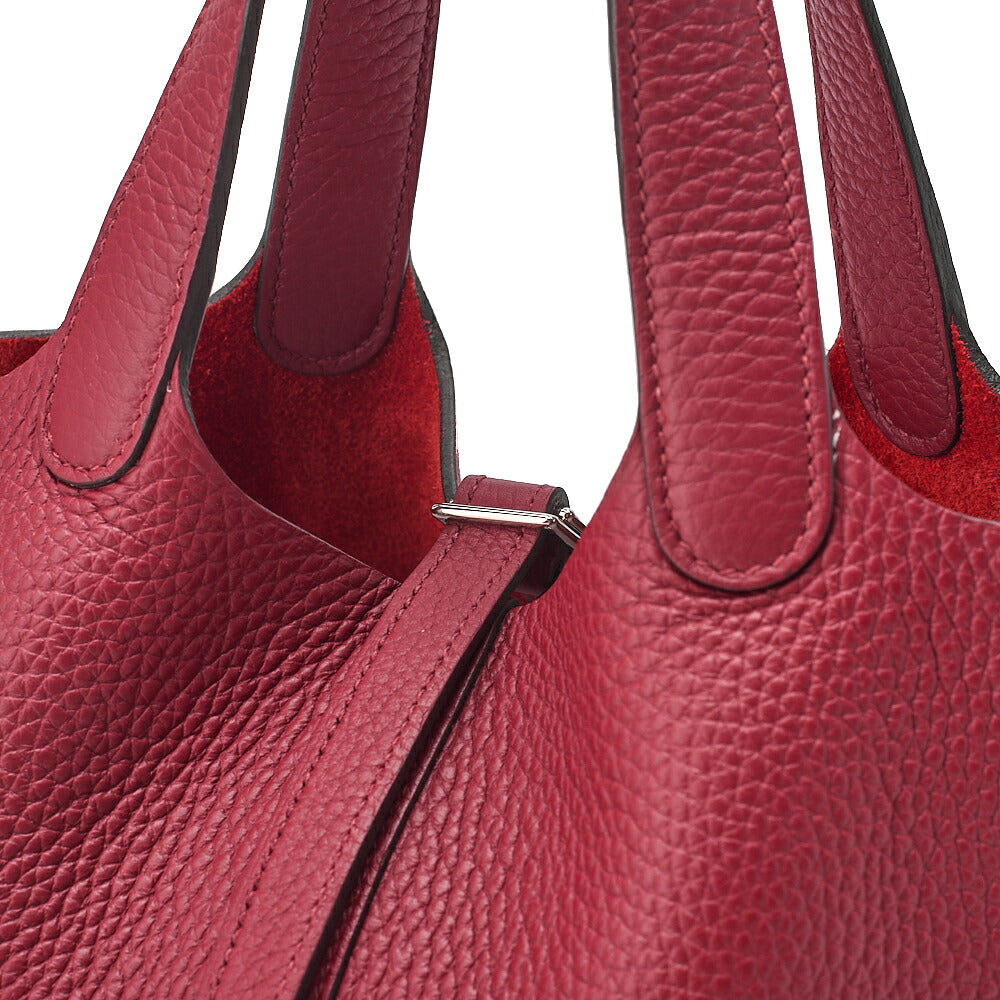 Hermes Hermes Picotin Lock PM Taurillon Clemence Handbag Rouge Cassek Silver-Tone Hardware, Pre-Owned