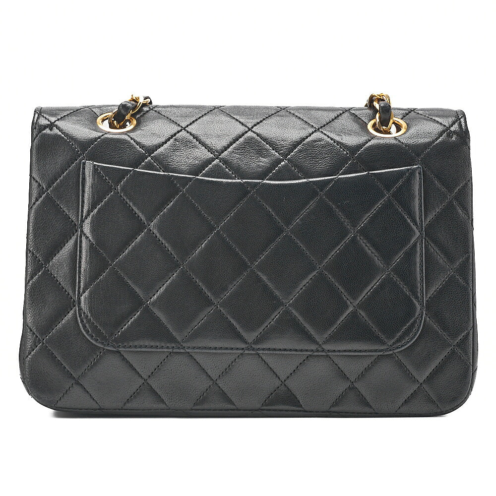 CHANEL Lambskin Matelasse Full Flap Turn Lock Chain Shoulder Black Gold-Tone Hardware, Pre-Owned
