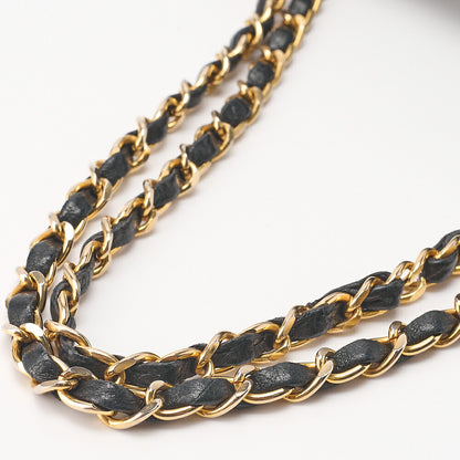CHANEL Lambskin Matelasse Full Flap Turn Lock Chain Shoulder Black Gold-Tone Hardware, Pre-Owned