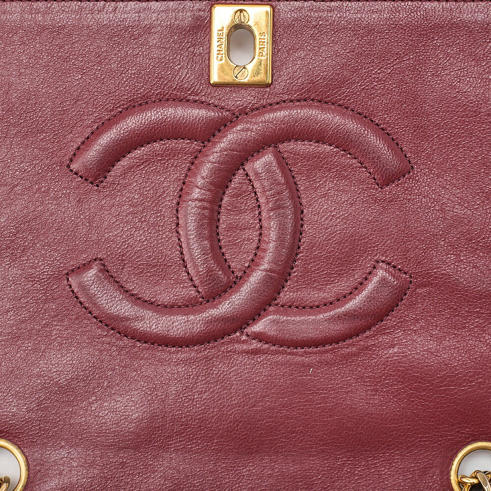 CHANEL Lambskin Matelasse Full Flap Turn Lock Chain Shoulder Black Gold-Tone Hardware, Pre-Owned