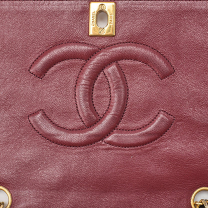 CHANEL Lambskin Matelasse Full Flap Turn Lock Chain Shoulder Black Gold-Tone Hardware, Pre-Owned