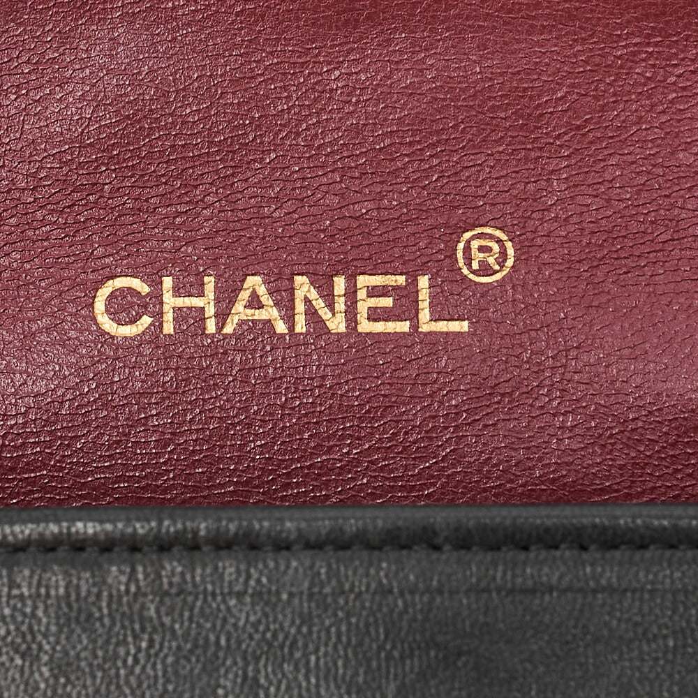 CHANEL Lambskin Matelasse Full Flap Turn Lock Chain Shoulder Black Gold-Tone Hardware, Pre-Owned