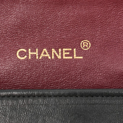 CHANEL Lambskin Matelasse Full Flap Turn Lock Chain Shoulder Black Gold-Tone Hardware, Pre-Owned