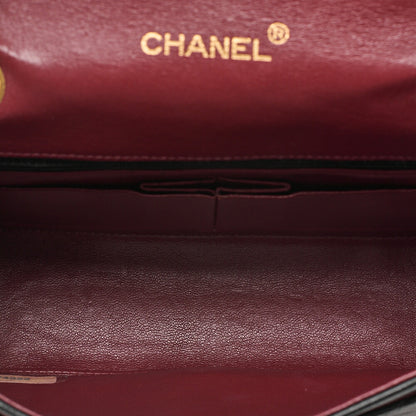 CHANEL Lambskin Matelasse Full Flap Turn Lock Chain Shoulder Black Gold-Tone Hardware, Pre-Owned