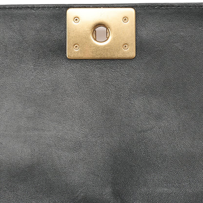 CHANEL Lambskin Matelasse Boy Chanel 25 Chain Shoulder Red x Black Gold-Tone Hardware, Pre-Owned