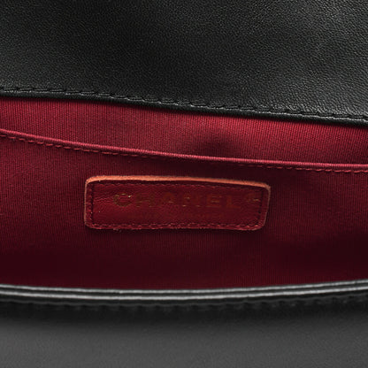 CHANEL Lambskin Matelasse Boy Chanel 25 Chain Shoulder Red x Black Gold-Tone Hardware, Pre-Owned