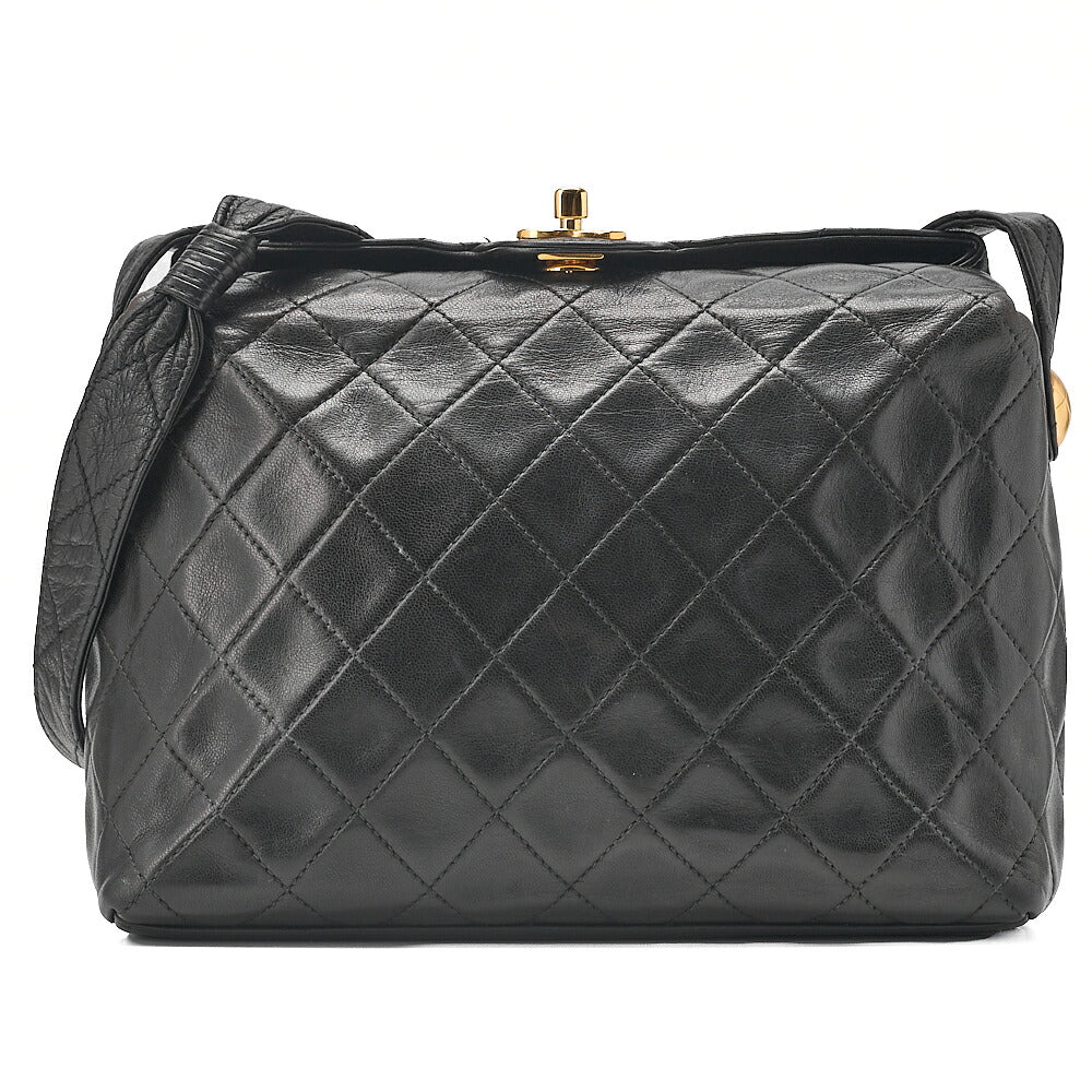 CHANEL Matelasse Lambskin Top Visual Coco Mark Turn Lock Shoulder Bag Gold-Tone Hardware, Pre-Owned