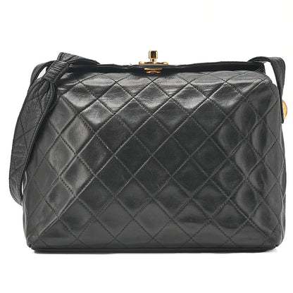 CHANEL Matelasse Lambskin Top Visual Coco Mark Turn Lock Shoulder Bag Gold-Tone Hardware, Pre-Owned