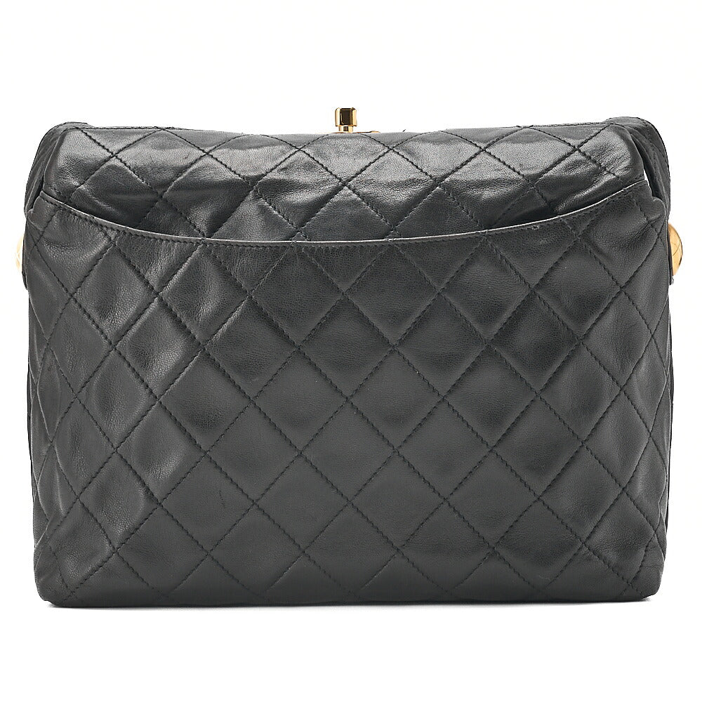 CHANEL Matelasse Lambskin Top Visual Coco Mark Turn Lock Shoulder Bag Gold-Tone Hardware, Pre-Owned