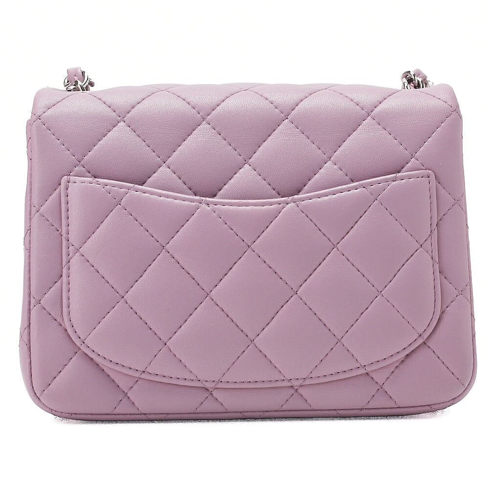 CHANEL Chain Shoulder Bag Mini Matelasse Lambskin Purple Silver-Tone Hardware, Pre-Owned