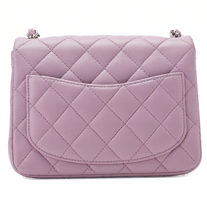 CHANEL Chain Shoulder Bag Mini Matelasse Lambskin Purple Silver-Tone Hardware, Pre-Owned
