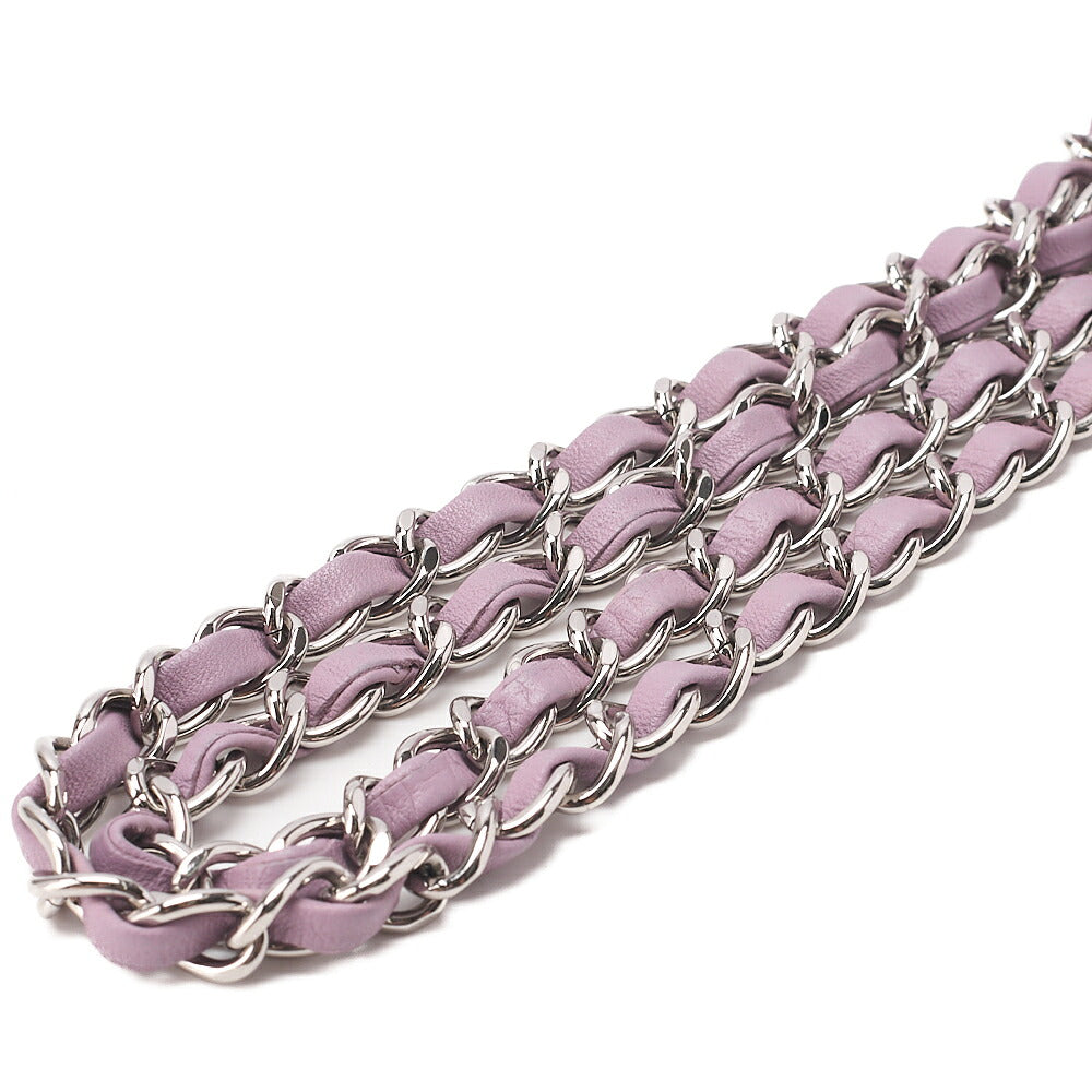 CHANEL Chain Shoulder Bag Mini Matelasse Lambskin Purple Silver-Tone Hardware, Pre-Owned