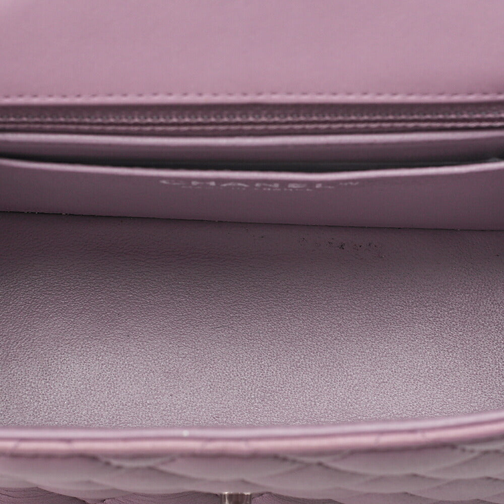 CHANEL Chain Shoulder Bag Mini Matelasse Lambskin Purple Silver-Tone Hardware, Pre-Owned