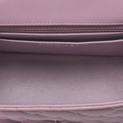 CHANEL Chain Shoulder Bag Mini Matelasse Lambskin Purple Silver-Tone Hardware, Pre-Owned