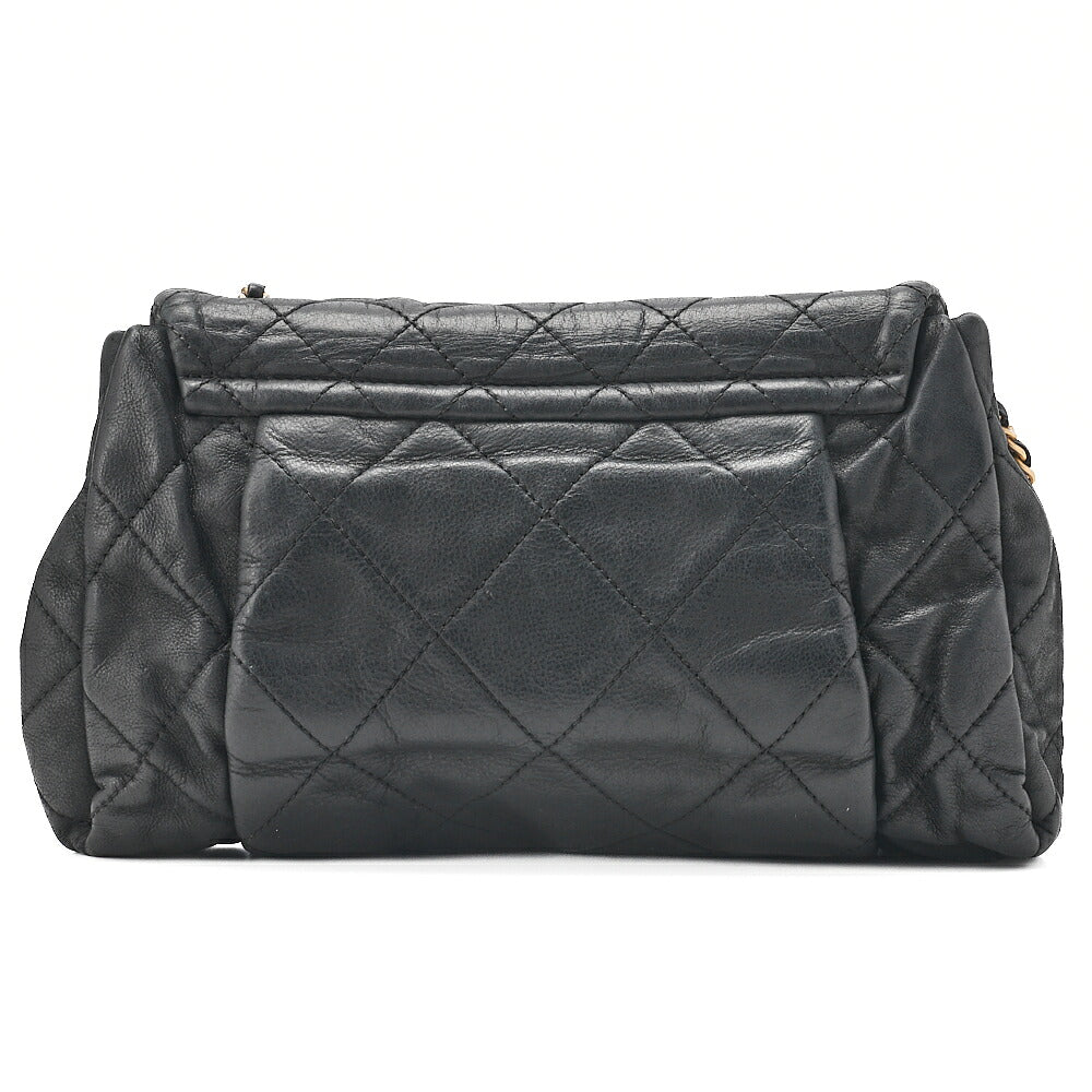 CHANEL Sparkle Leather Matelasse Single Chain Shoulder Black Gold-Tone Hardware, Pre-Owned