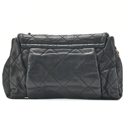 CHANEL Sparkle Leather Matelasse Single Chain Shoulder Black Gold-Tone Hardware, Pre-Owned