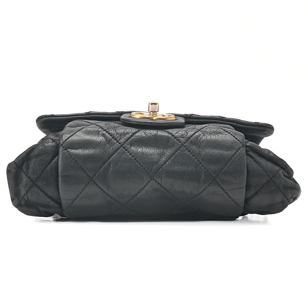 CHANEL Sparkle Leather Matelasse Single Chain Shoulder Black Gold-Tone Hardware, Pre-Owned