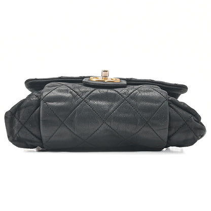 CHANEL Sparkle Leather Matelasse Single Chain Shoulder Black Gold-Tone Hardware, Pre-Owned