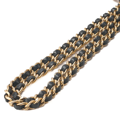 CHANEL Sparkle Leather Matelasse Single Chain Shoulder Black Gold-Tone Hardware, Pre-Owned