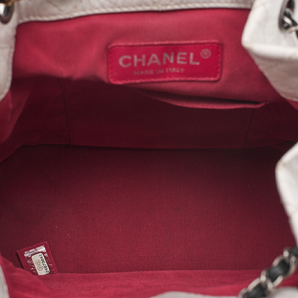 CHANEL Vintage Calf Gabrielle de Chanel Drawstring Chain Backpack White x Black Gold x Silver-Tone Hardware, Pre-Owned