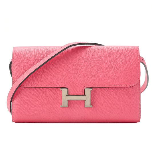 Hermes Hermes Constance To Go Shoulder Bag Shoulder Wallet Long Wallet Epson Rose Azale Silver-Tone Hardware, Pre-Owned