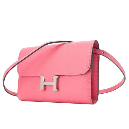 Hermes Hermes Constance To Go Shoulder Bag Shoulder Wallet Long Wallet Epson Rose Azale Silver-Tone Hardware, Pre-Owned