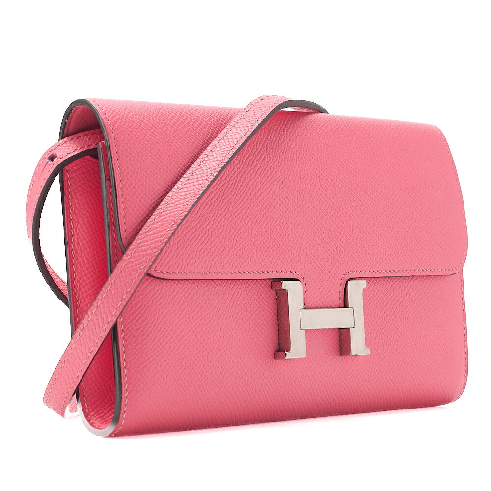 Hermes Hermes Constance To Go Shoulder Bag Shoulder Wallet Long Wallet Epson Rose Azale Silver-Tone Hardware, Pre-Owned