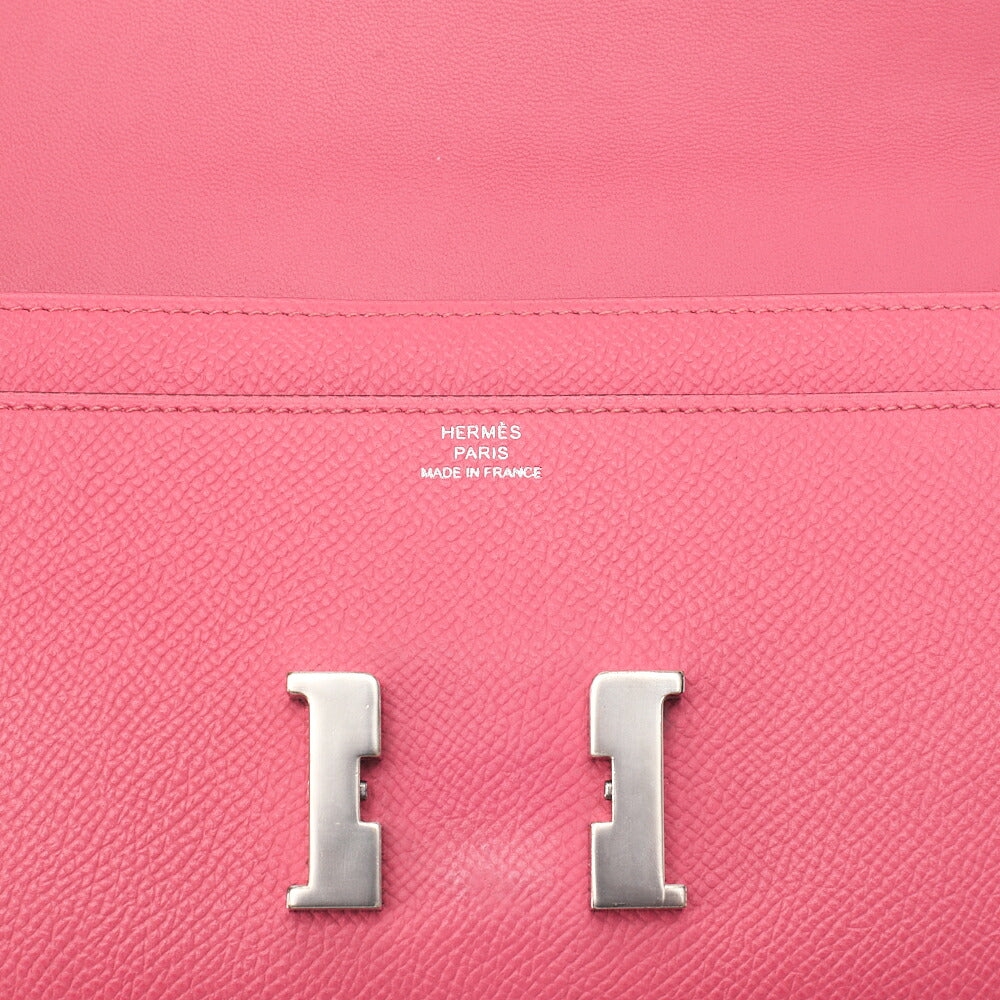 Hermes Hermes Constance To Go Shoulder Bag Shoulder Wallet Long Wallet Epson Rose Azale Silver-Tone Hardware, Pre-Owned