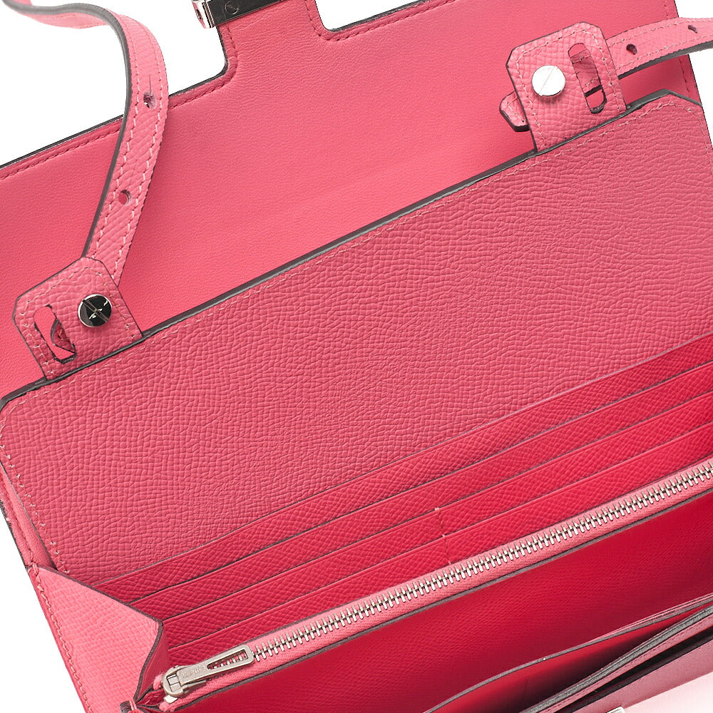 Hermes Hermes Constance To Go Shoulder Bag Shoulder Wallet Long Wallet Epson Rose Azale Silver-Tone Hardware, Pre-Owned