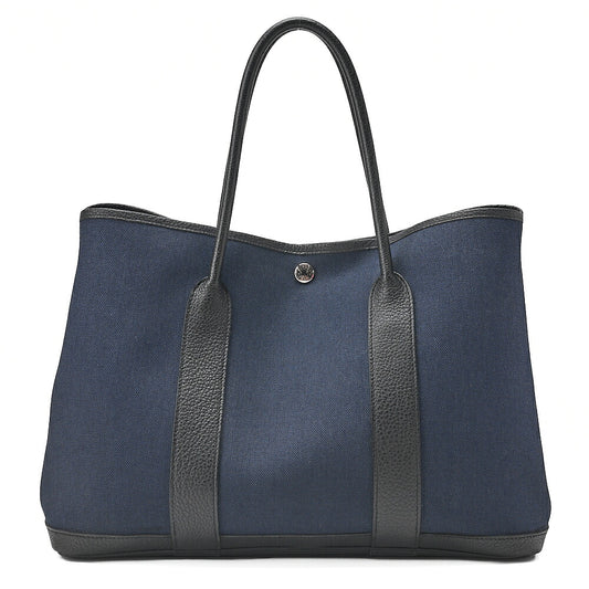 Hermes Hermes Garden Party PM Handbag Toal Officier Black x Navy Silver-Tone Hardware, Pre-Owned