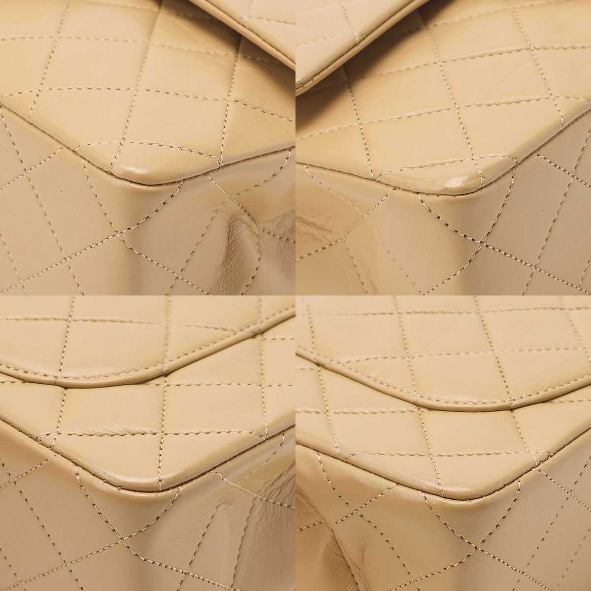 CHANEL Chain Shoulder Bag Matelasse 23cm Double Flap Lambskin Beige Gold-Tone Hardware, Pre-Owned