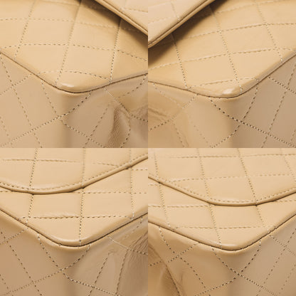 CHANEL Chain Shoulder Bag Matelasse 23cm Double Flap Lambskin Beige Gold-Tone Hardware, Pre-Owned