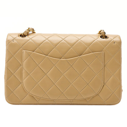 CHANEL Chain Shoulder Bag Matelasse 23cm Double Flap Lambskin Beige Gold-Tone Hardware, Pre-Owned