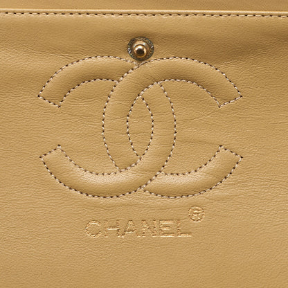 CHANEL Chain Shoulder Bag Matelasse 23cm Double Flap Lambskin Beige Gold-Tone Hardware, Pre-Owned