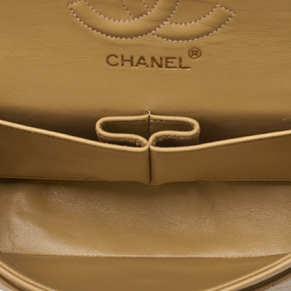 CHANEL Chain Shoulder Bag Matelasse 23cm Double Flap Lambskin Beige Gold-Tone Hardware, Pre-Owned