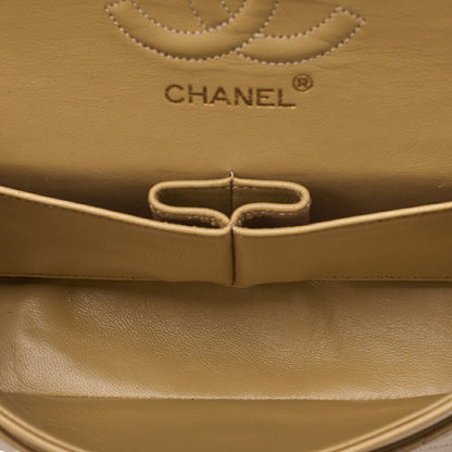 CHANEL Chain Shoulder Bag Matelasse 23cm Double Flap Lambskin Beige Gold-Tone Hardware, Pre-Owned