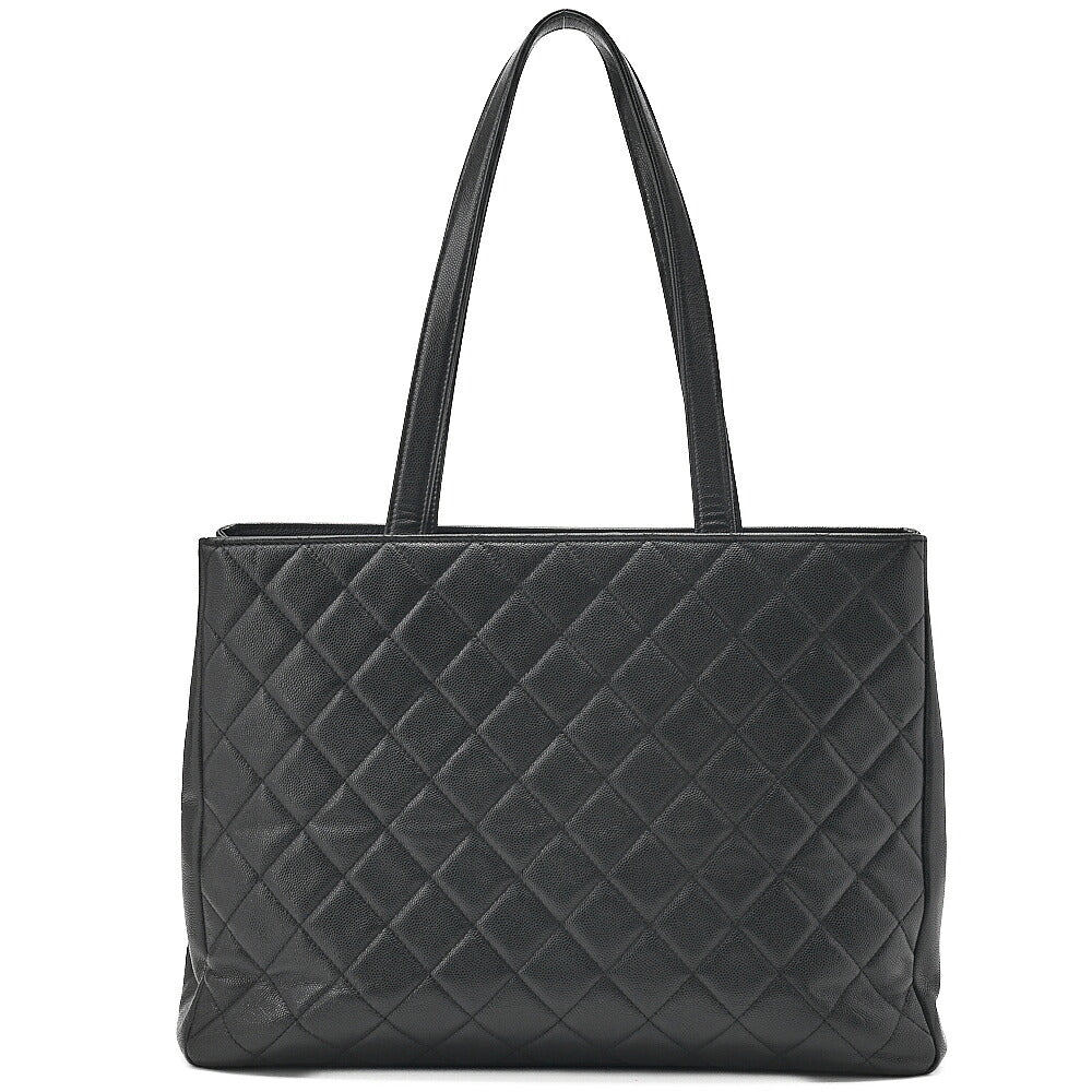 CHANEL Tote Bag Matelasse Caviar Skin Black Gold-Tone Hardware, Pre-Owned