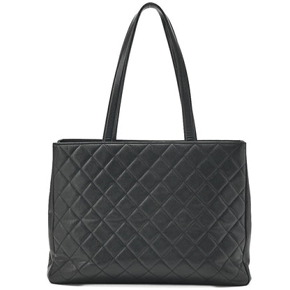 CHANEL Tote Bag Matelasse Caviar Skin Black Gold-Tone Hardware, Pre-Owned