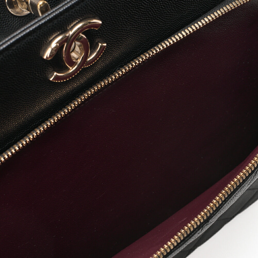 CHANEL Tote Bag Matelasse Caviar Skin Black Gold-Tone Hardware, Pre-Owned