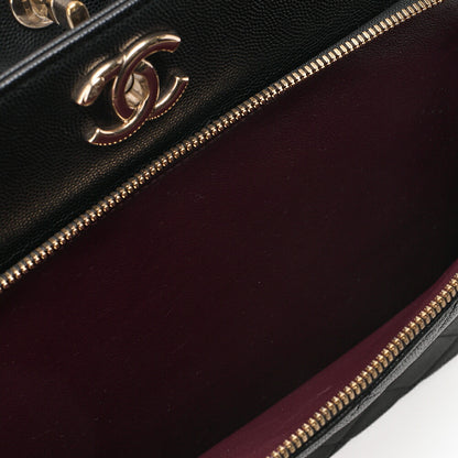 CHANEL Tote Bag Matelasse Caviar Skin Black Gold-Tone Hardware, Pre-Owned