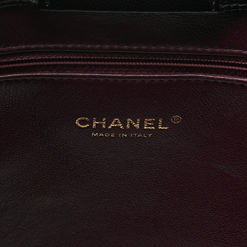 CHANEL Tote Bag Matelasse Caviar Skin Black Gold-Tone Hardware, Pre-Owned