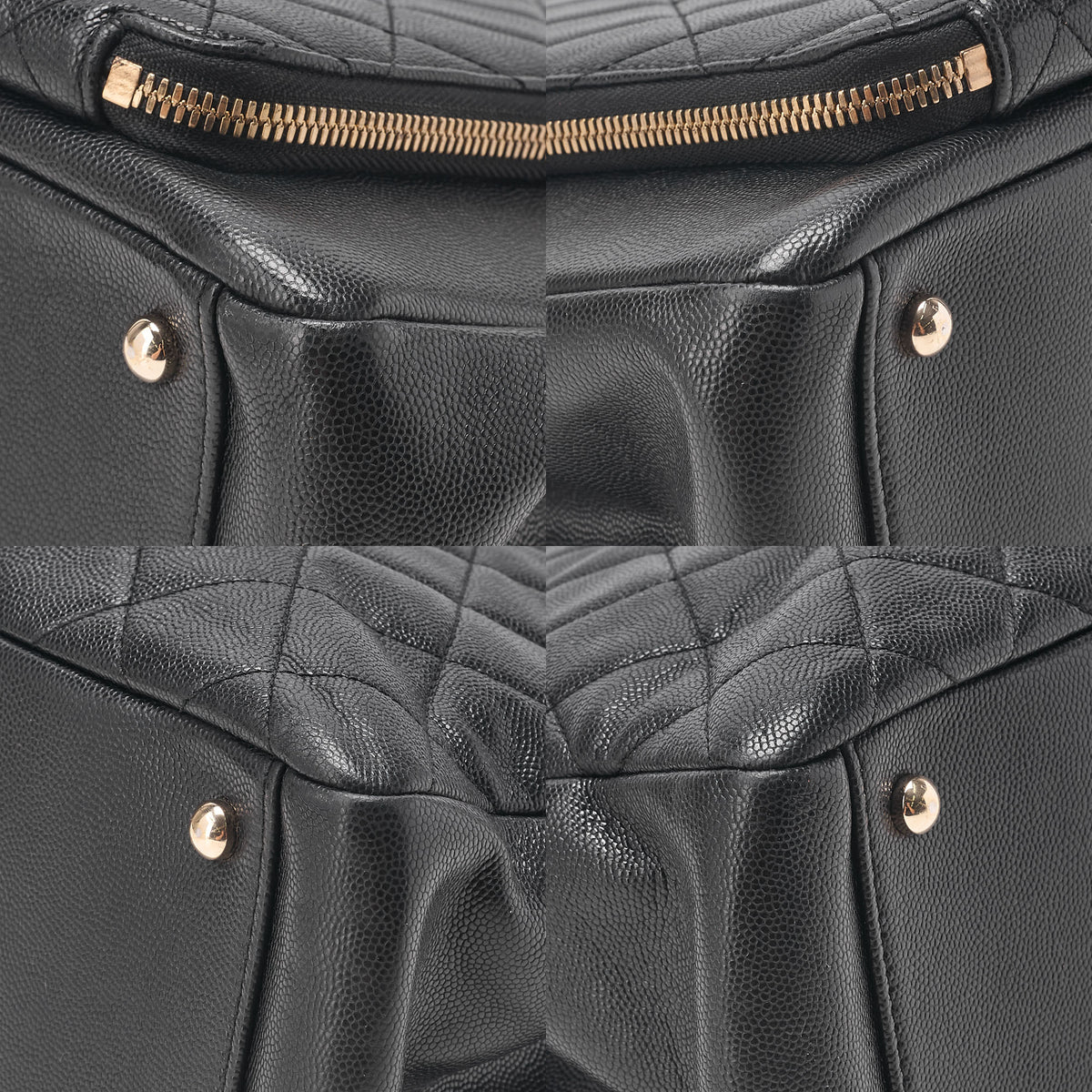 CHANEL Tote Bag Matelasse Caviar Skin Black Gold-Tone Hardware, Pre-Owned